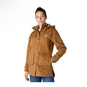 Carhartt Women's SHERPA LINED LOOSE FIT WASHED DUCK COAT - BROWN